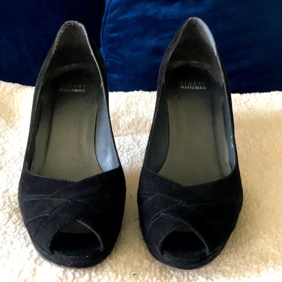 Stuart Weitzman suede, open toes shoes. - Picture 2 of 7